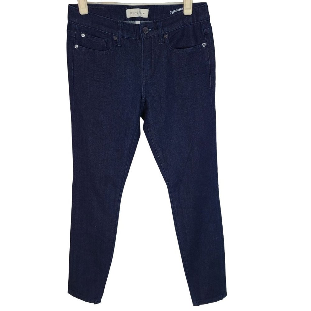 Henry And Belle Womens 26 Blue Dark Wash Denim Signature Ankle Skinny Jeans NWT